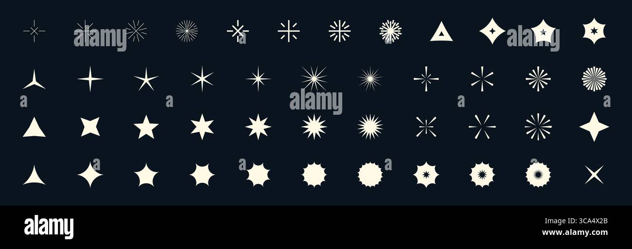 Twinkling starburst icons with glittering spark effect. Y2K inspired ...