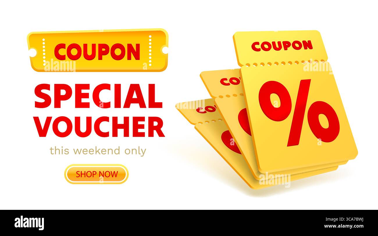 Coupon special voucher banner, event flyer. Vector Stock Vector