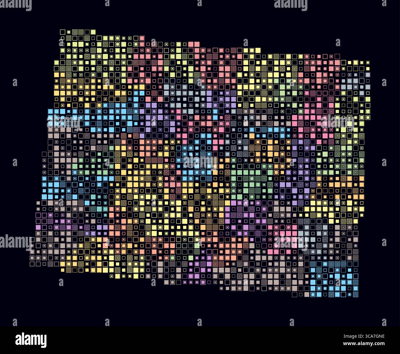 Colorado, shape of the state built of colored cells. Digital style map ...