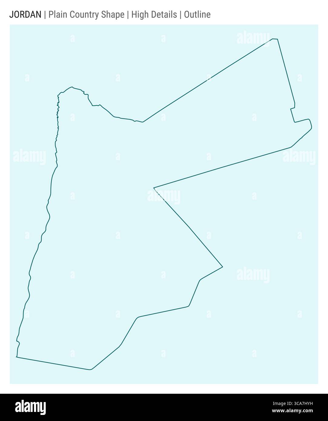 Jordan plain country map. High details. Outline style. Shape of Jordan ...