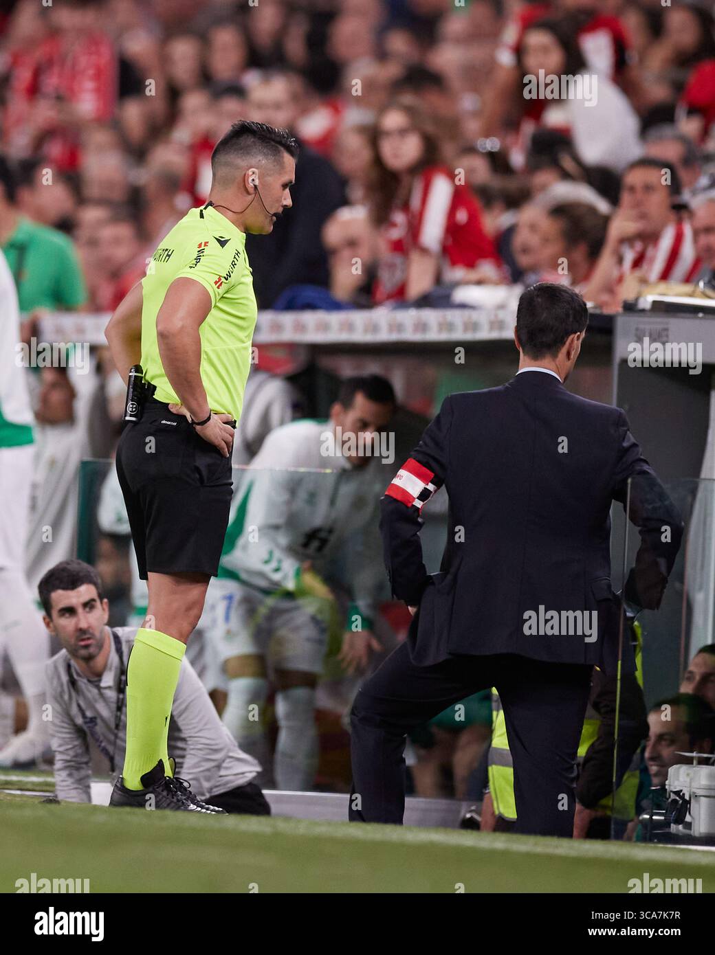 May 4, 2023, BILBAO, VIZCAYA, SPAIN: Ortiz Arias checks a penalty in the VAR during the La Liga Santander match between Athletic Club and Real Betis Balompie at San Mames on May 4, 2023, in Bilbao, Spain. (Credit Image: © Ricardo Larreina/AFP7 via ZUMA Press Wire) Stock Photo