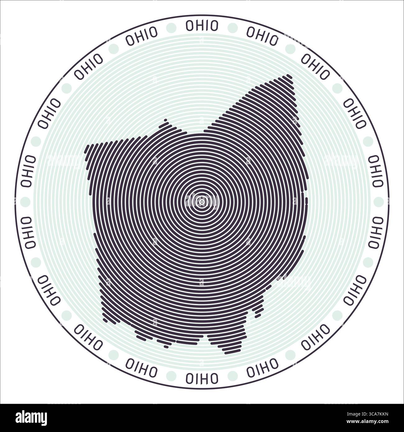 Ohio round logo design. State shape build of rings. Ohio text around ...
