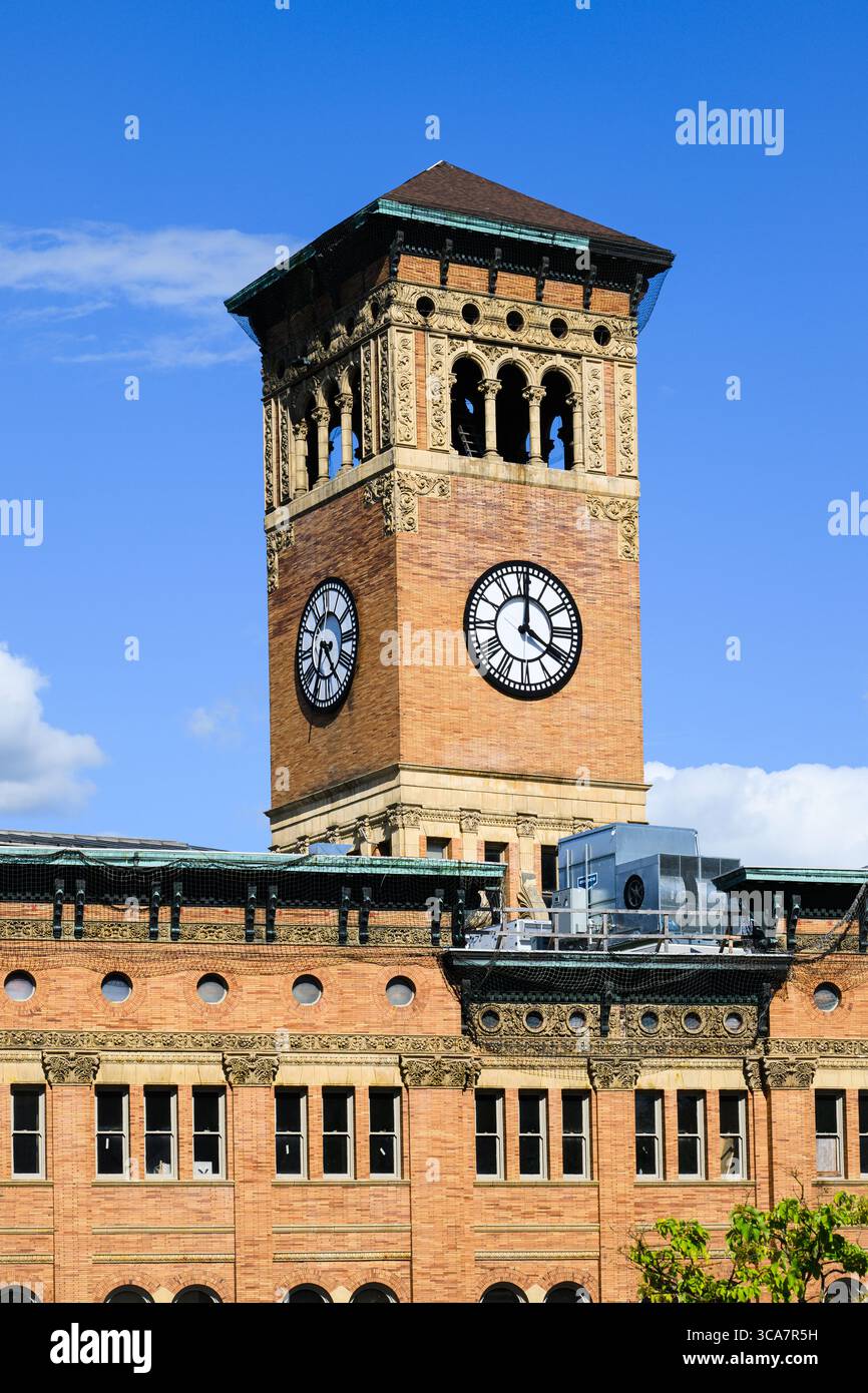 Tacoma, WA, USA - July 2, 2025; Old City Hall Tacoma bell and clock tower in Italianesque style Stock Photo