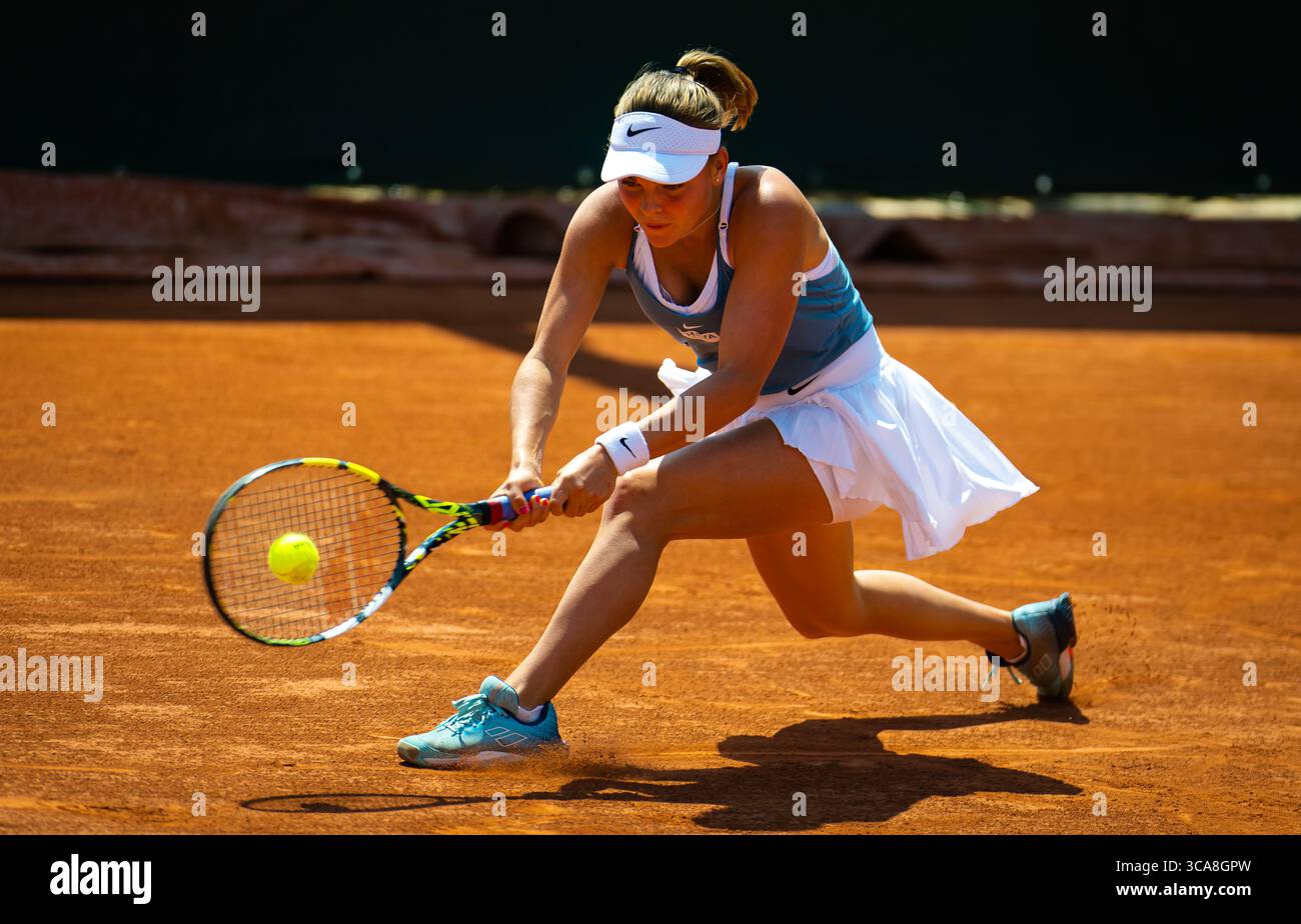 May 28, 2023, PARIS, FRANCE: Sara Bejlek of the Czech Republic in action during the first round of the 2023 Roland Garros Grand Slam tennis tournament (Credit Image: © Rob Prange/AFP7 via ZUMA Press Wire) Stock Photo