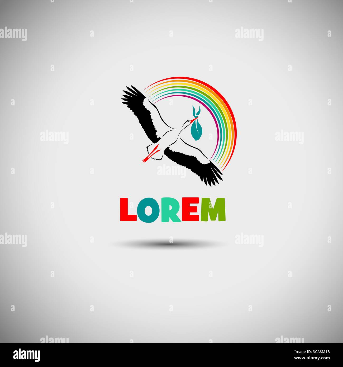 Stork logo. hand drawn. Not AI, Vector illustration Stock Vector