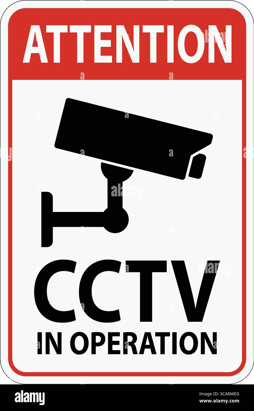 This image shows a clear sign indicating that CCTV surveillance is in operation. It features a bold camera graphic for effective communication. Stock Vector