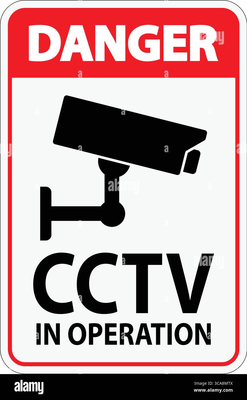 This stock photo features a warning sign indicating CCTV operation with a camera icon. It emphasizes security and surveillance in various settings. Stock Vector