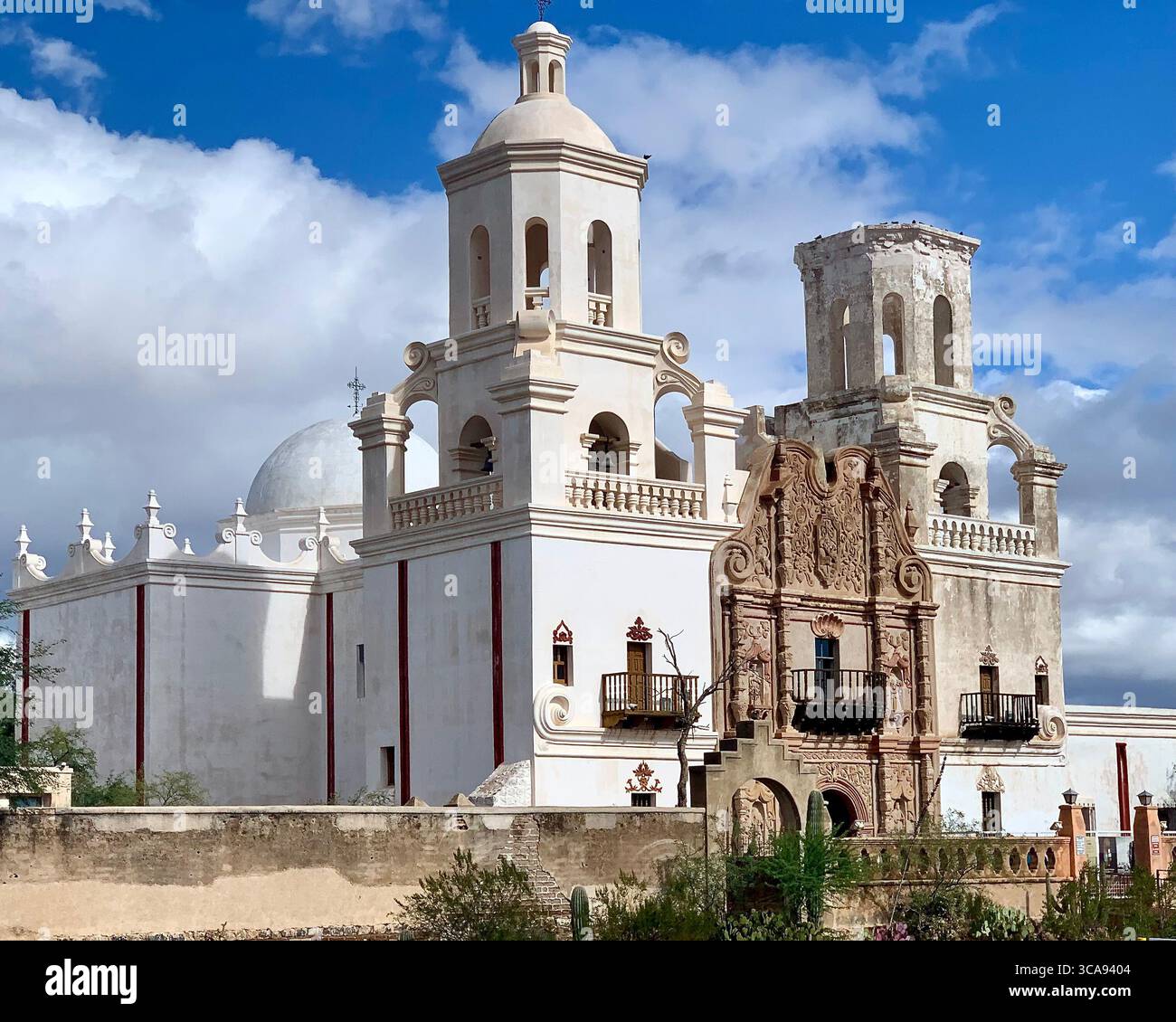 San Xavier del Bac Spanish Mission Church in the Sonoran Desert - Smartphone Captured Stock Image
