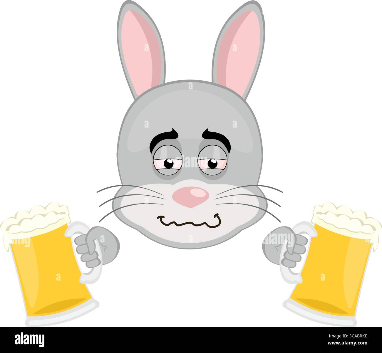 vector illustration emoticon character face rabbit rodent animal drunk ...