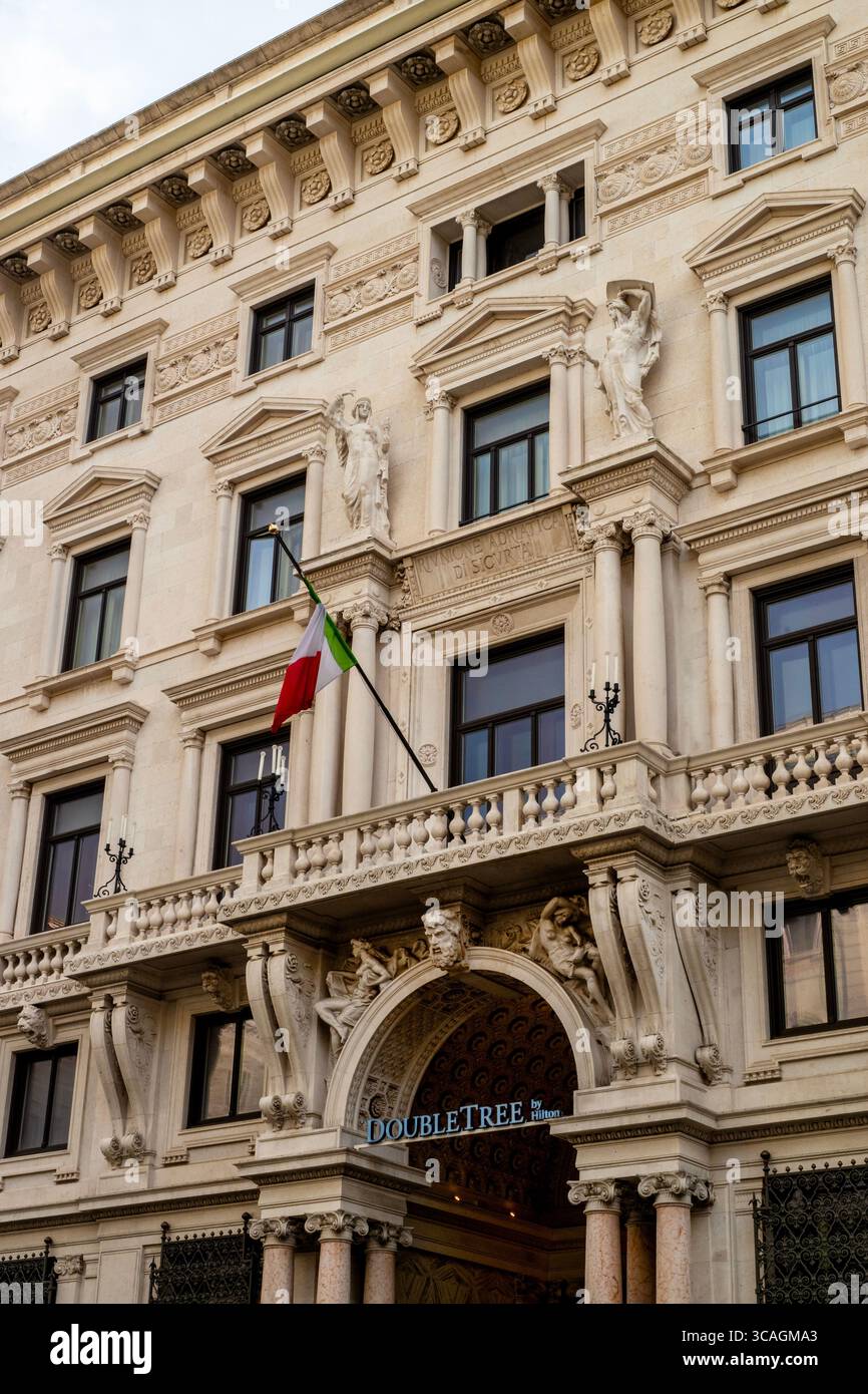 Eclectic Neo-Renaissance Hilton facade in Trieste, Italy. Stock Photo