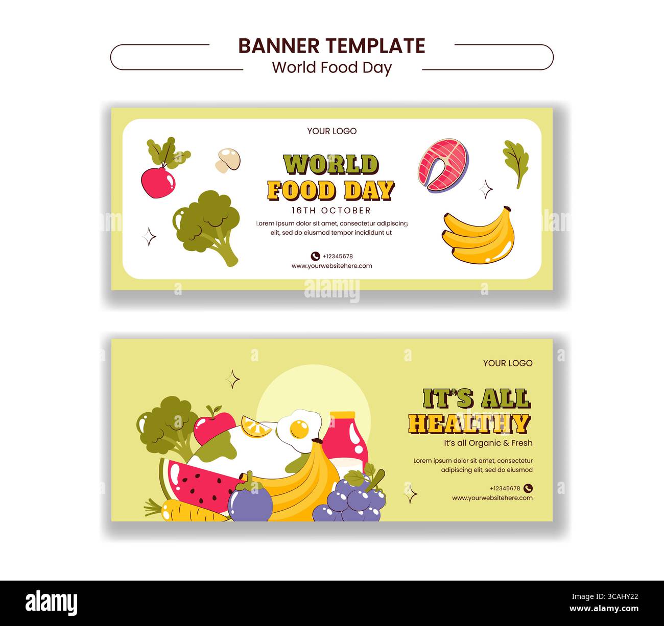 World Food Day Social Media Horizontal Banner Design Template with Flat ...