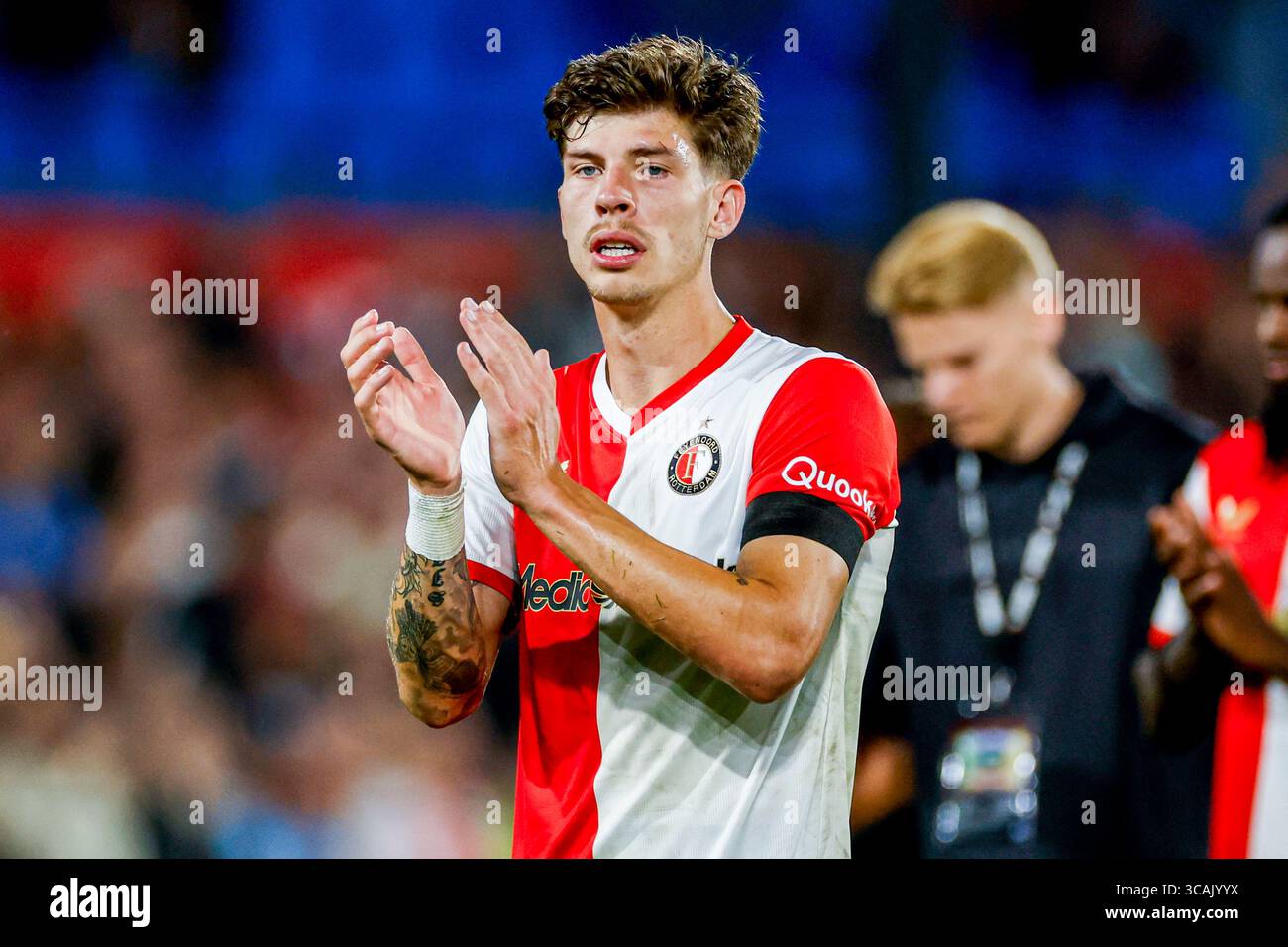 Jordan Bos of Feyenoord applauds during the UEFA Champions League, 3rd Qualifying Round, 2nd Leg match between Feyenoord and Fenerbahce at Stadion Fei Stock Photo