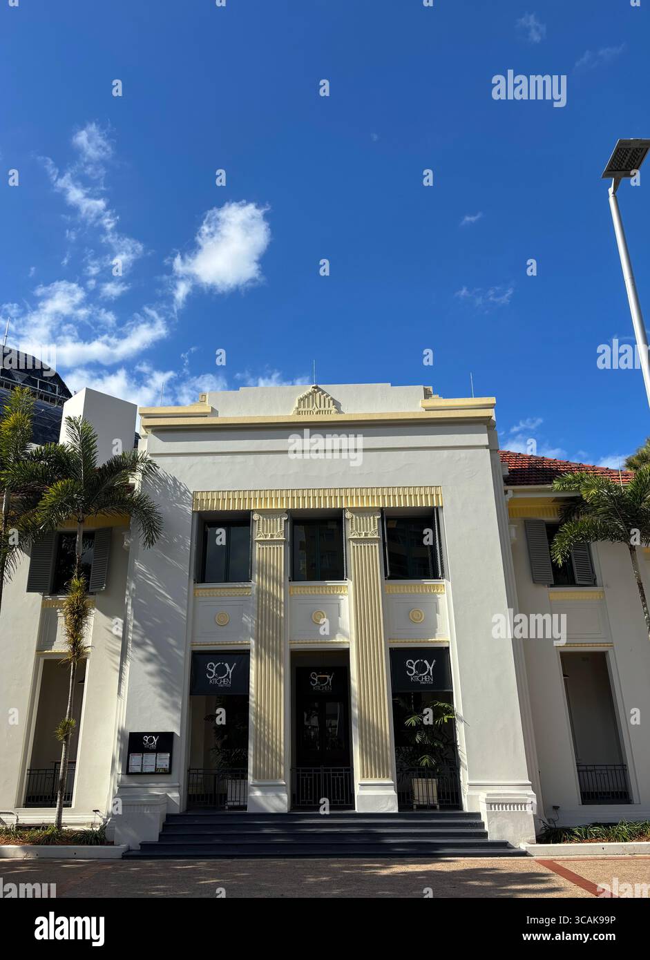 Heritage facade of the Soy Kitchen restaurant, Abbott Street, Cairns, Queensland, Australia. No PR Stock Photo