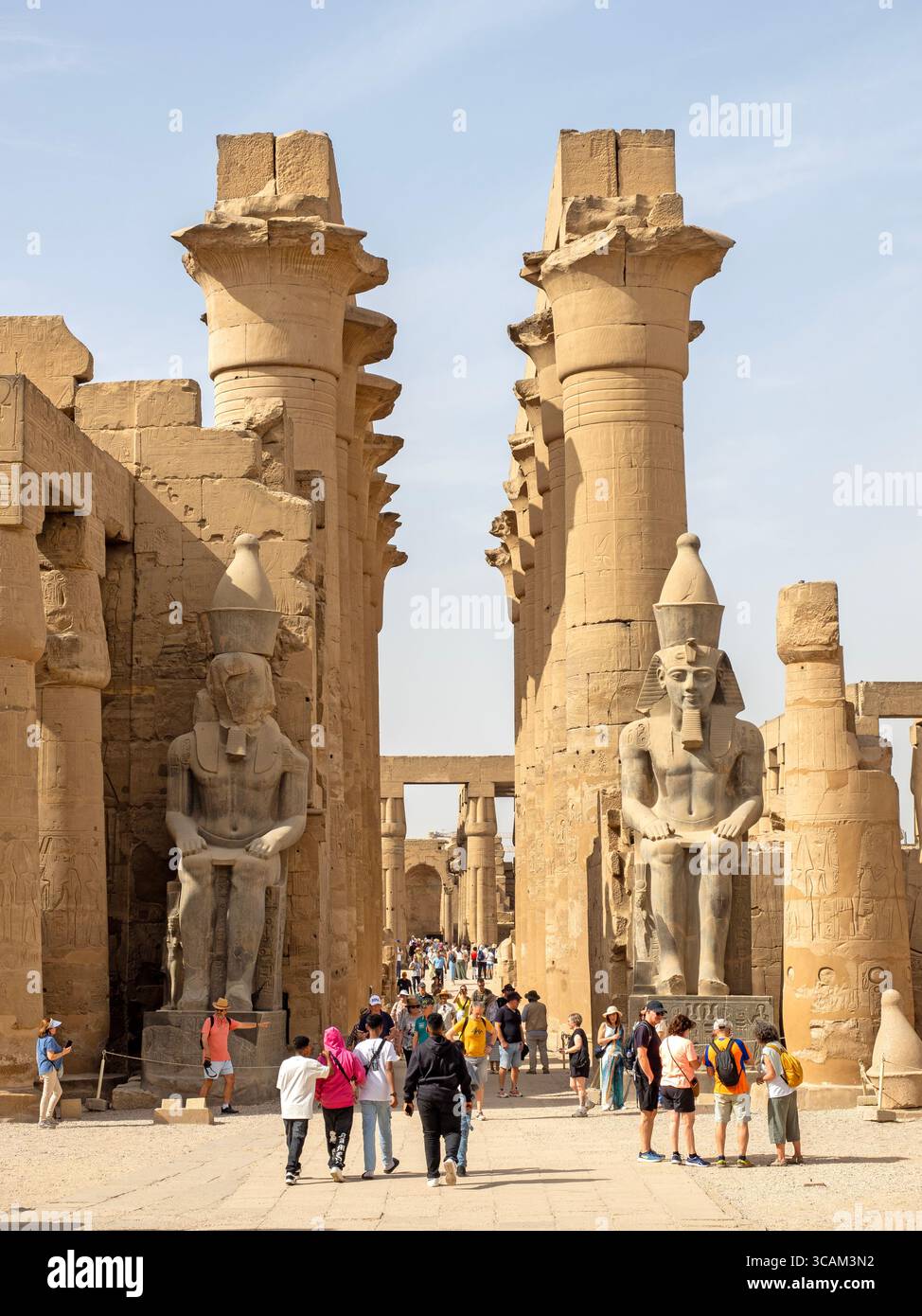 The columns of the Grand Colonnade in Luxor Temple Stock Photo