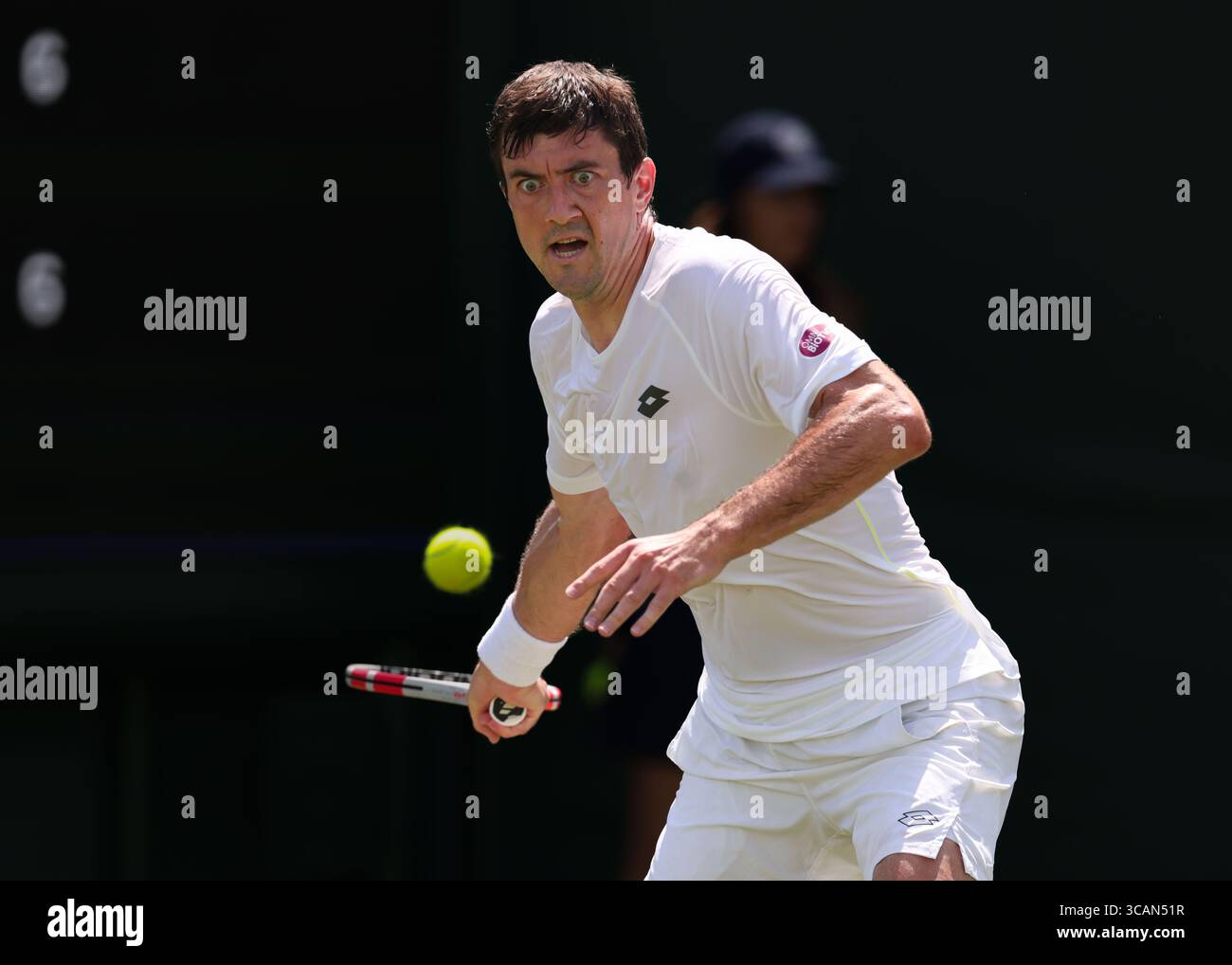 Austrian tennis player Sebastian Ofner (AUT) in action at the 2025 ...
