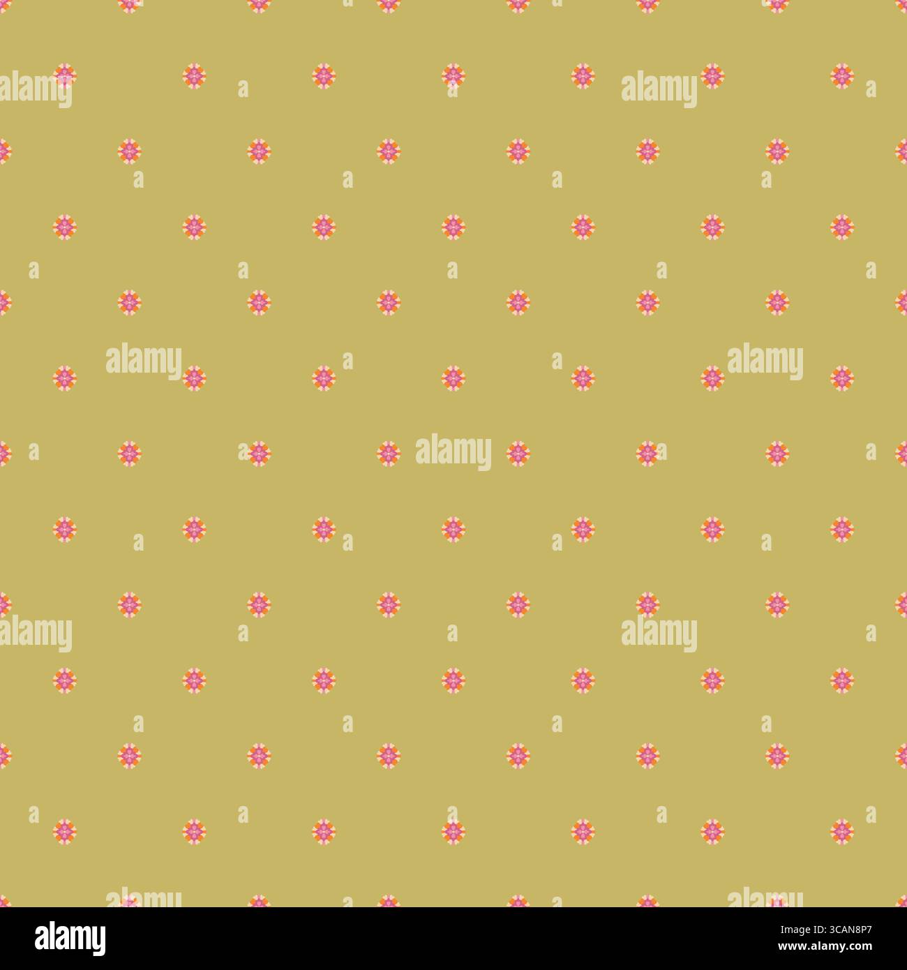 Tiny Pink Flowers Mustard Background Stock Vector