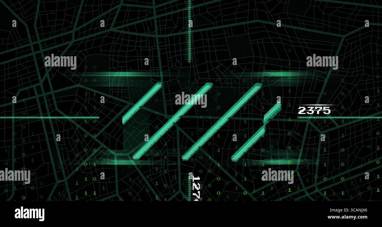 Displaying map grid in interface with binary overlay, numeric readouts ...