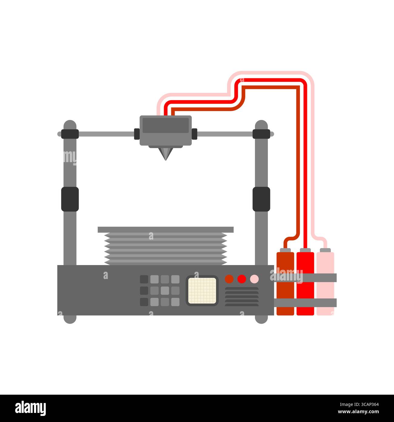 3D printer without printing any object. Futuristic technology concept. Ideal for tech presentations, manufacturing, and digital equipment illustration Stock Vector