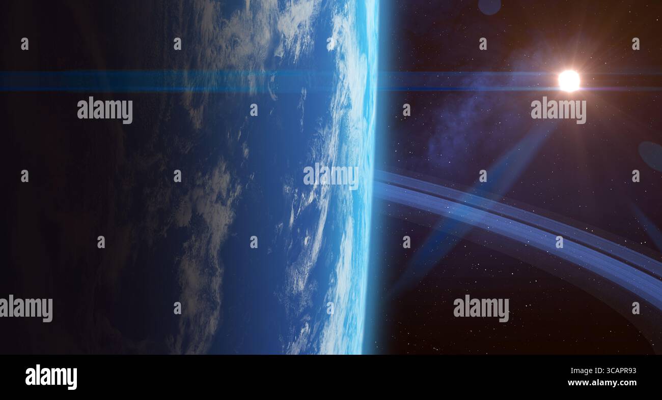 Earth twin planet. Universe scene with unknown planet with planetary ...