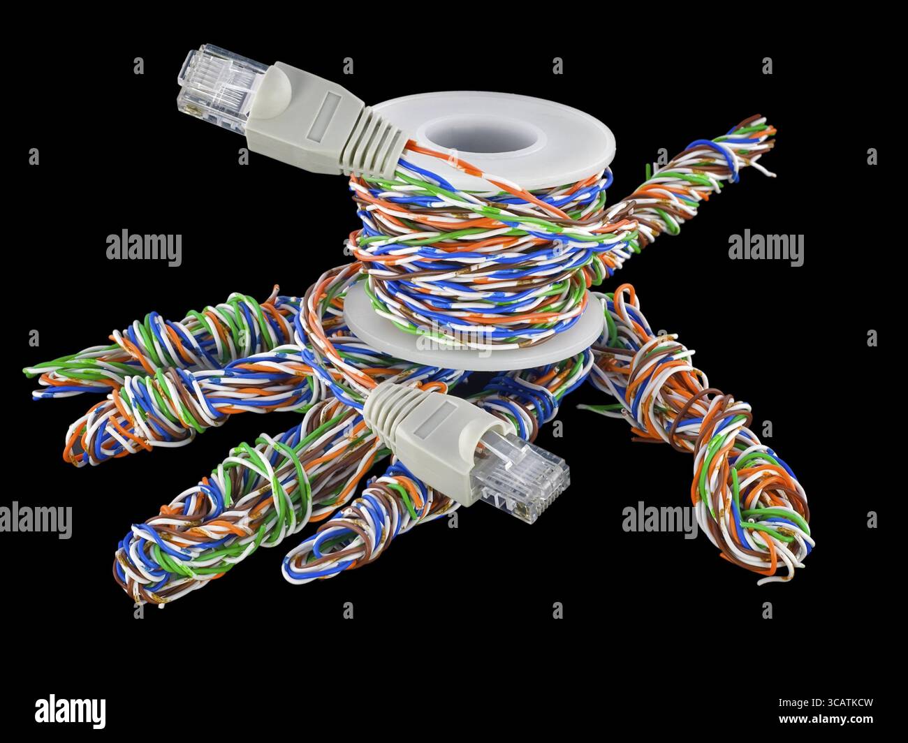 The stylised hand from a computer cable, the spool with a cable and ...