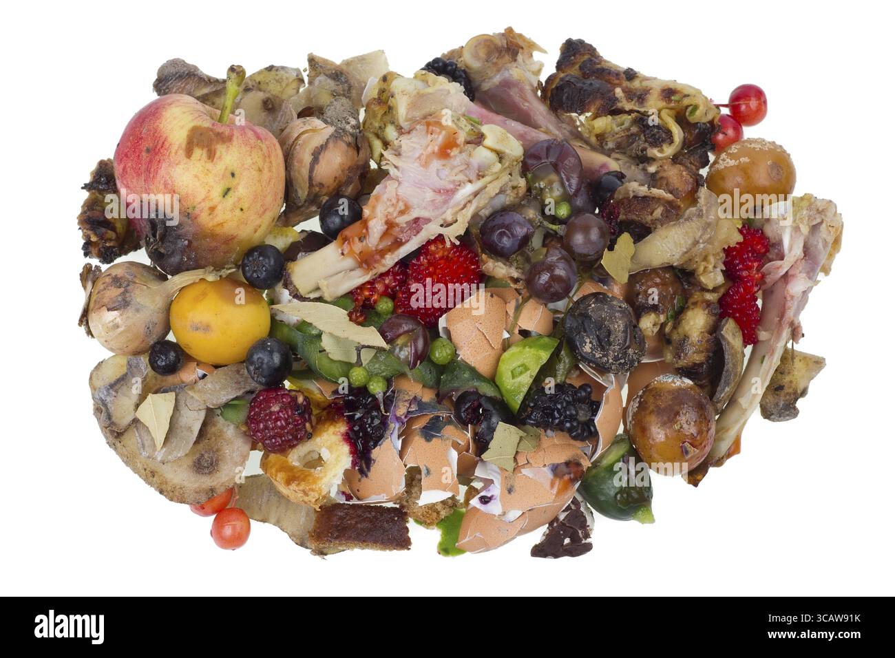 Garbage dump rotten food waste isolated concept Stock Photo