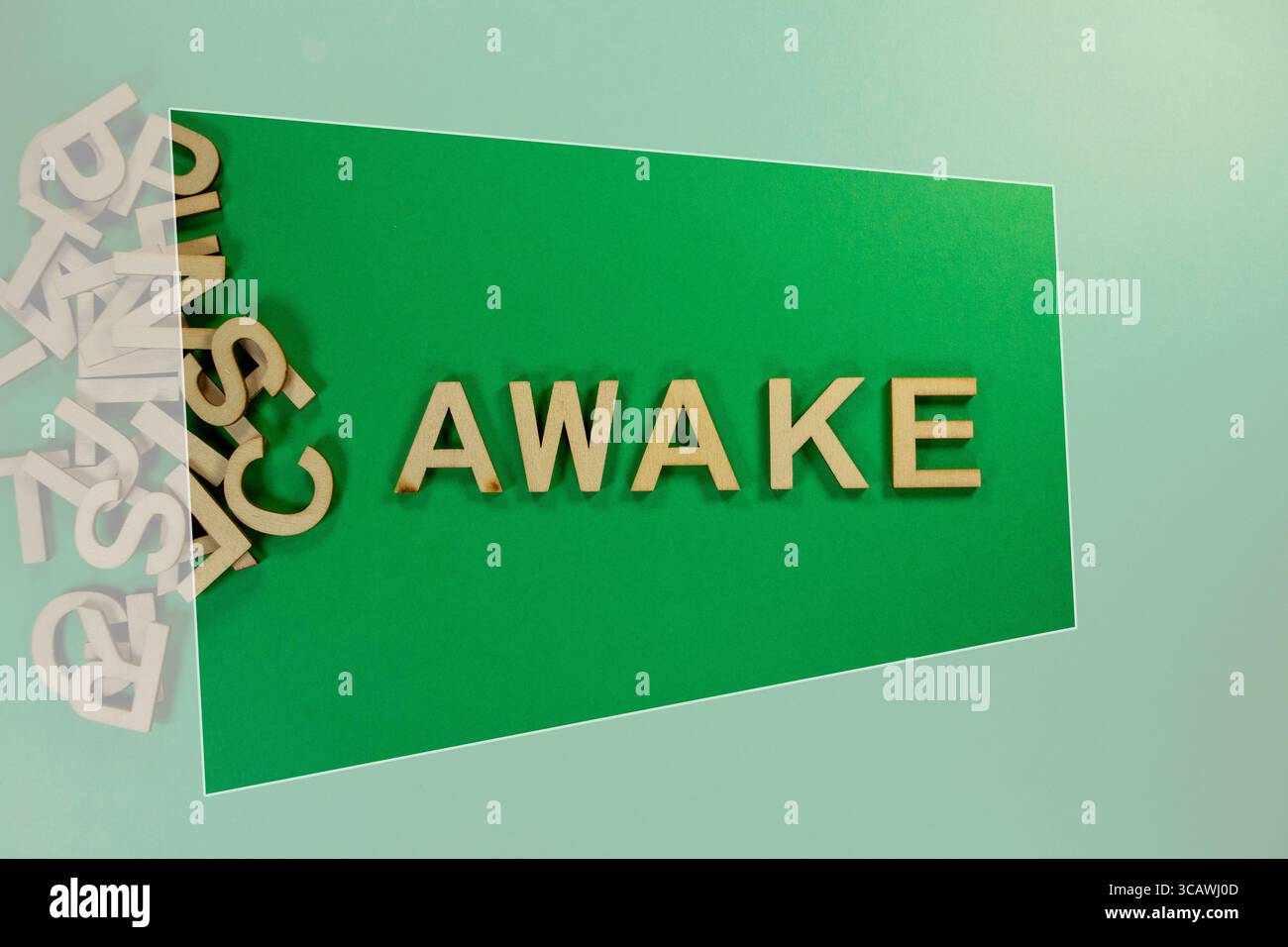 AWAKE motivational positive adjective word in wooden English language ...