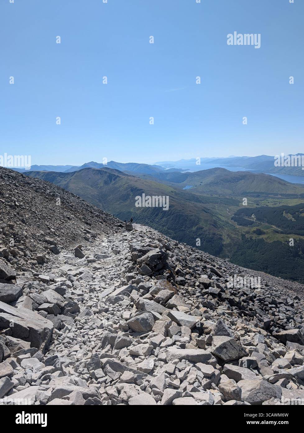 Rocky Mountain Path on Ben Nevis with Panoramic Highland Views - Smartphone Captured Stock Image