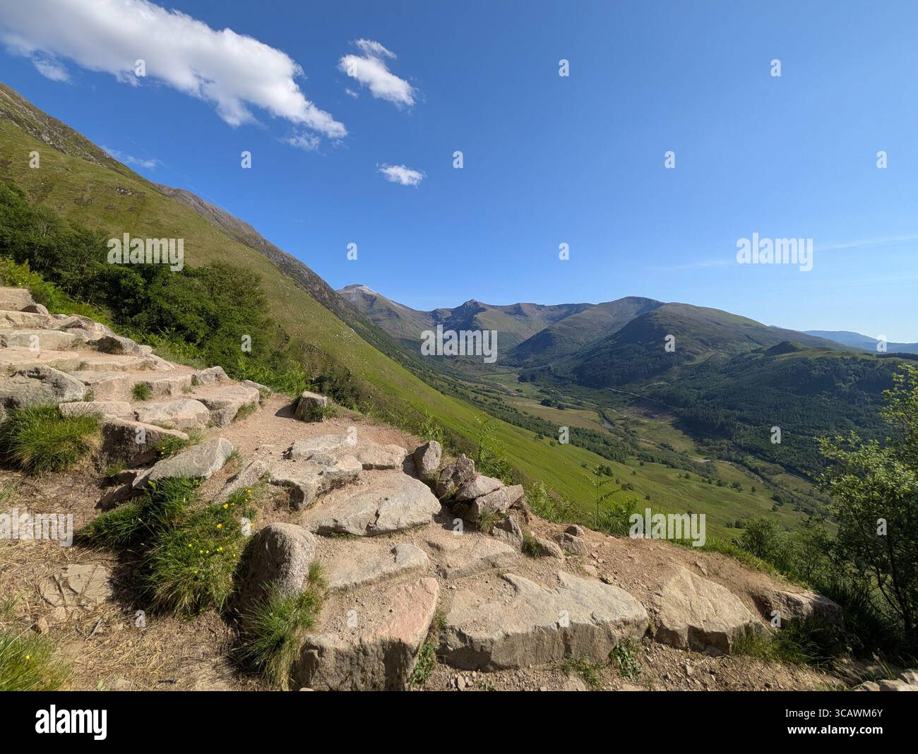 Rocky Mountain Path with Panoramic View of Glen Nevis, Scotland - Smartphone Captured Stock Image