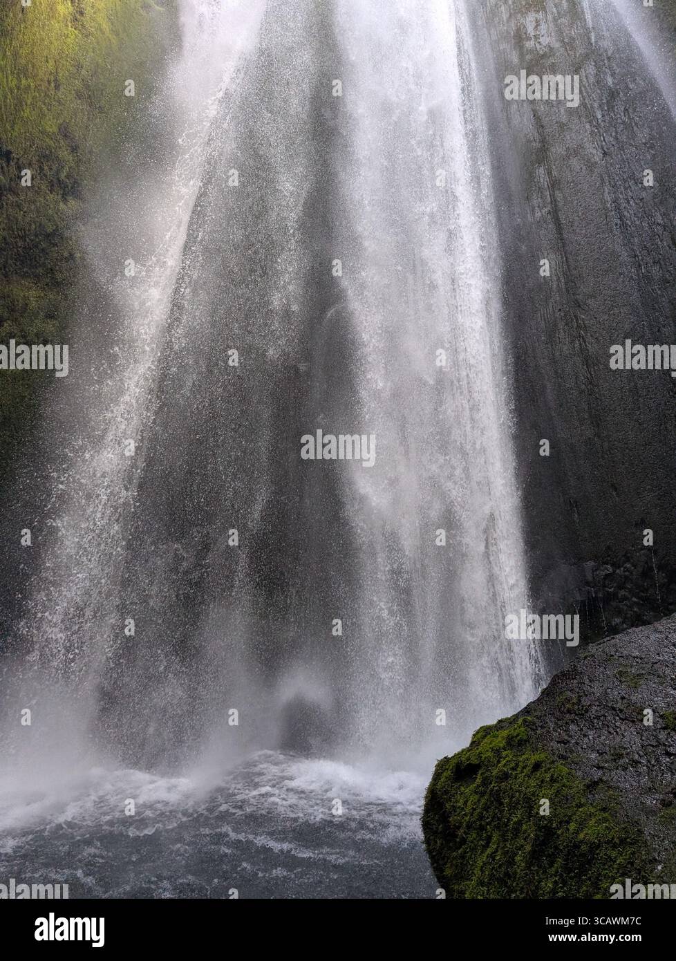 Close-up of Gljúfrabúi Waterfall Cascade, Iceland - Smartphone Captured Stock Image
