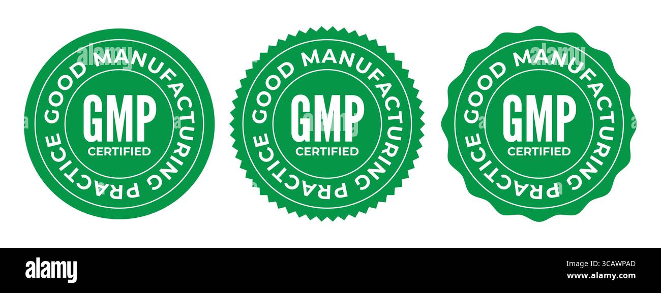 GMP Certified Good Manufacturing Practice Vector Seal Set Stock Vector