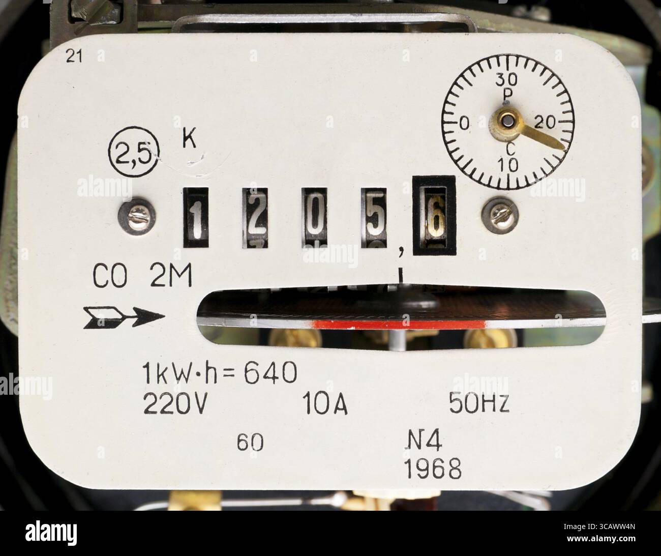 Old retro rusty scale from meter instrument of electric energy macro ...