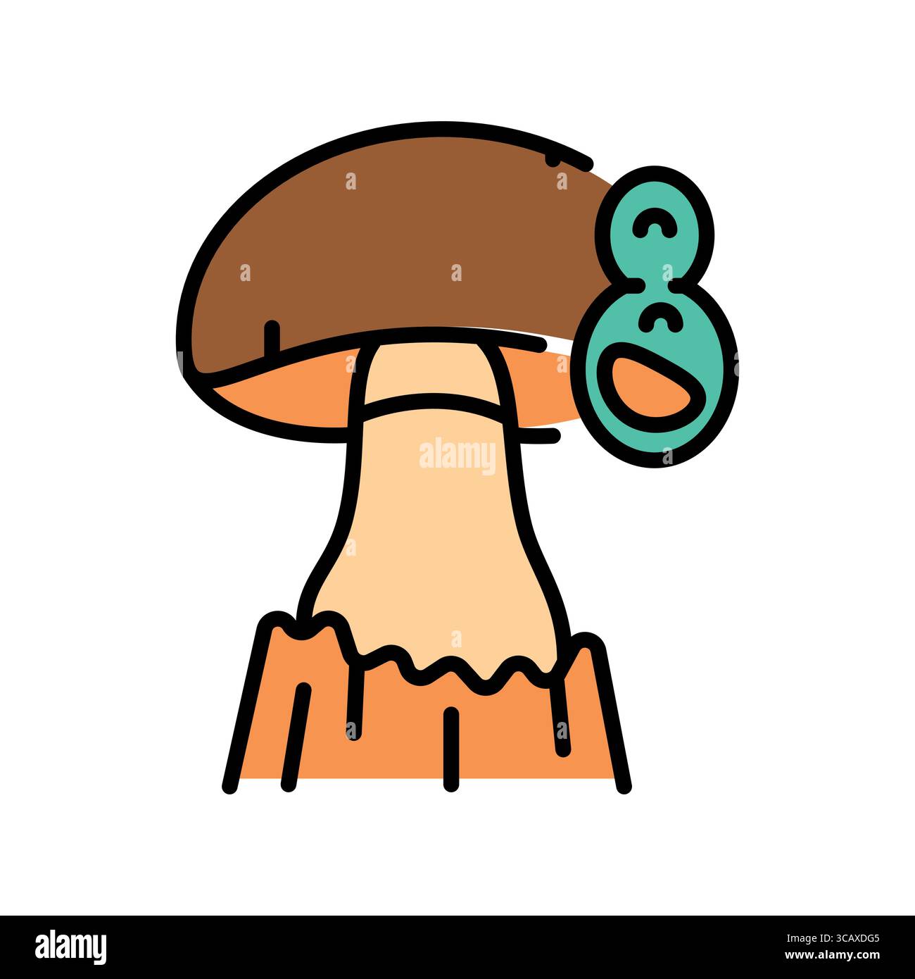mushroom spores color line icon for digital and print projects. Minimal ...