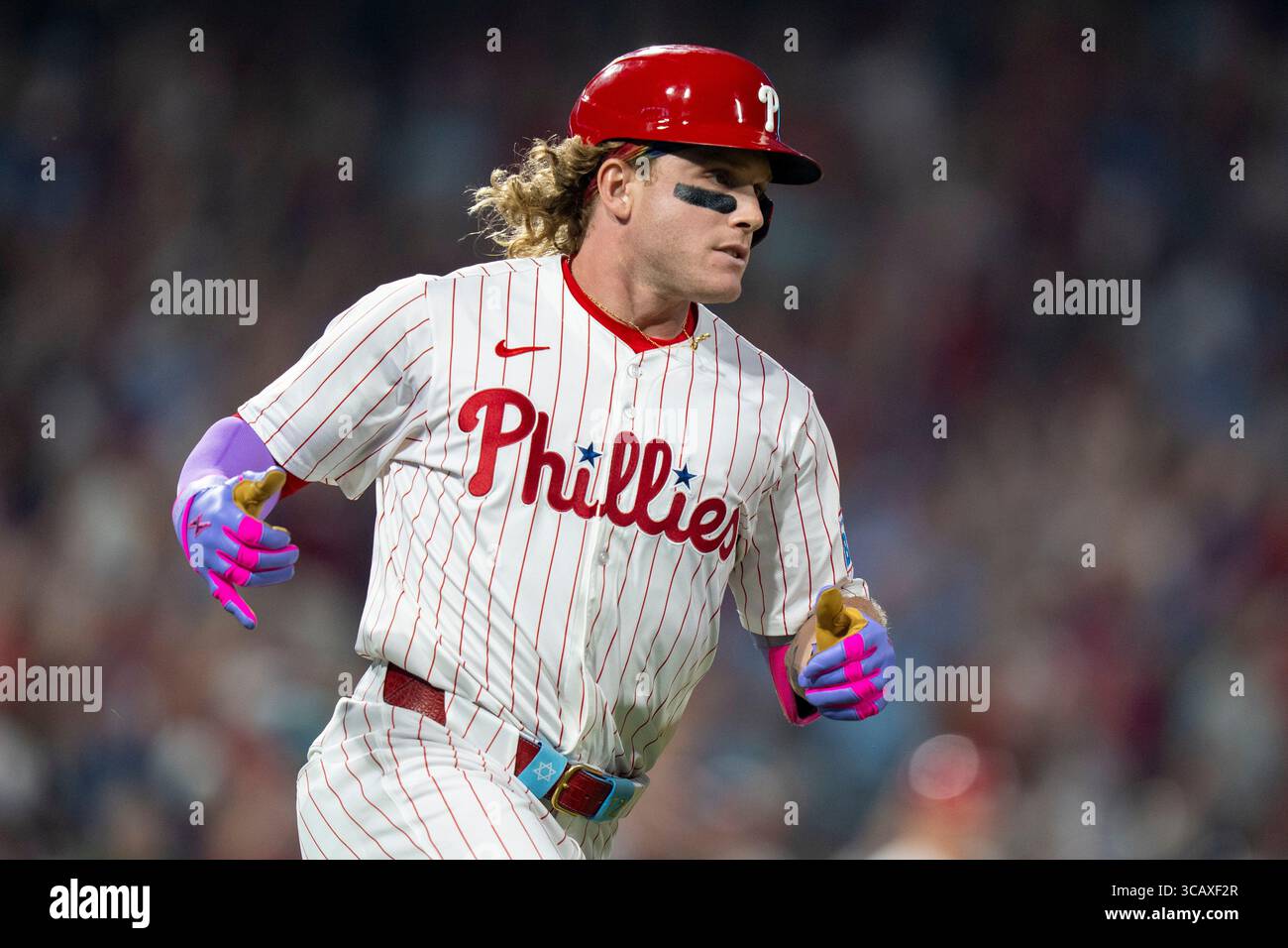 Philadelphia Phillies' Harrison Bader reacts to his home run during a ...