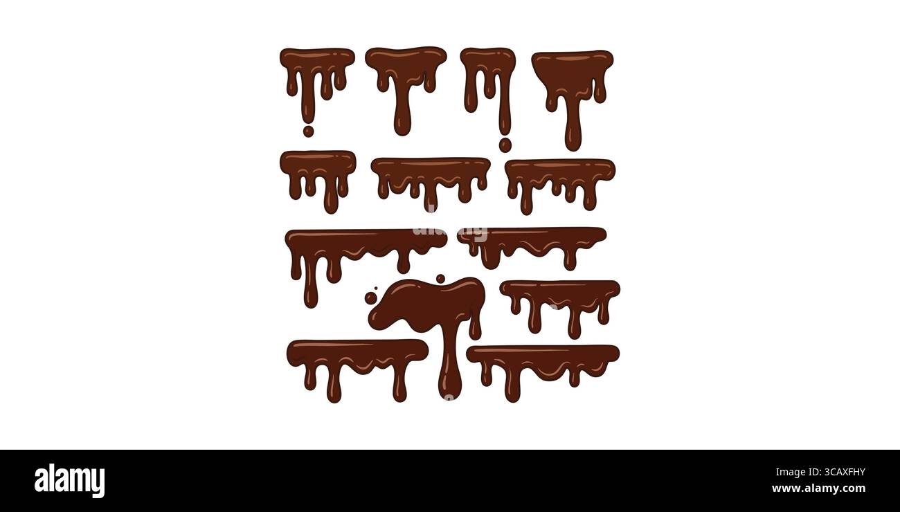 Melted Chocolate Drips vector for Dessert Menus & Packaging Design Stock Vector