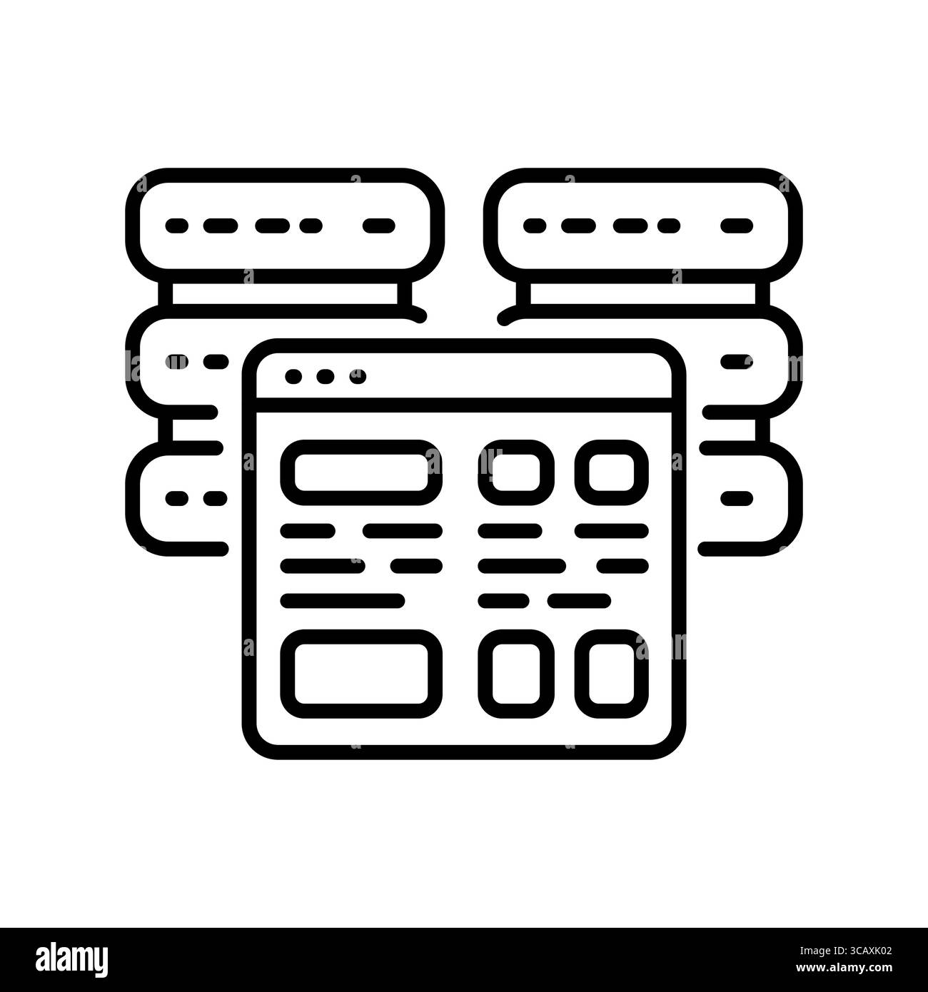 Self hosting black line icon. Vector isolated element.Editable stroke Stock Vector