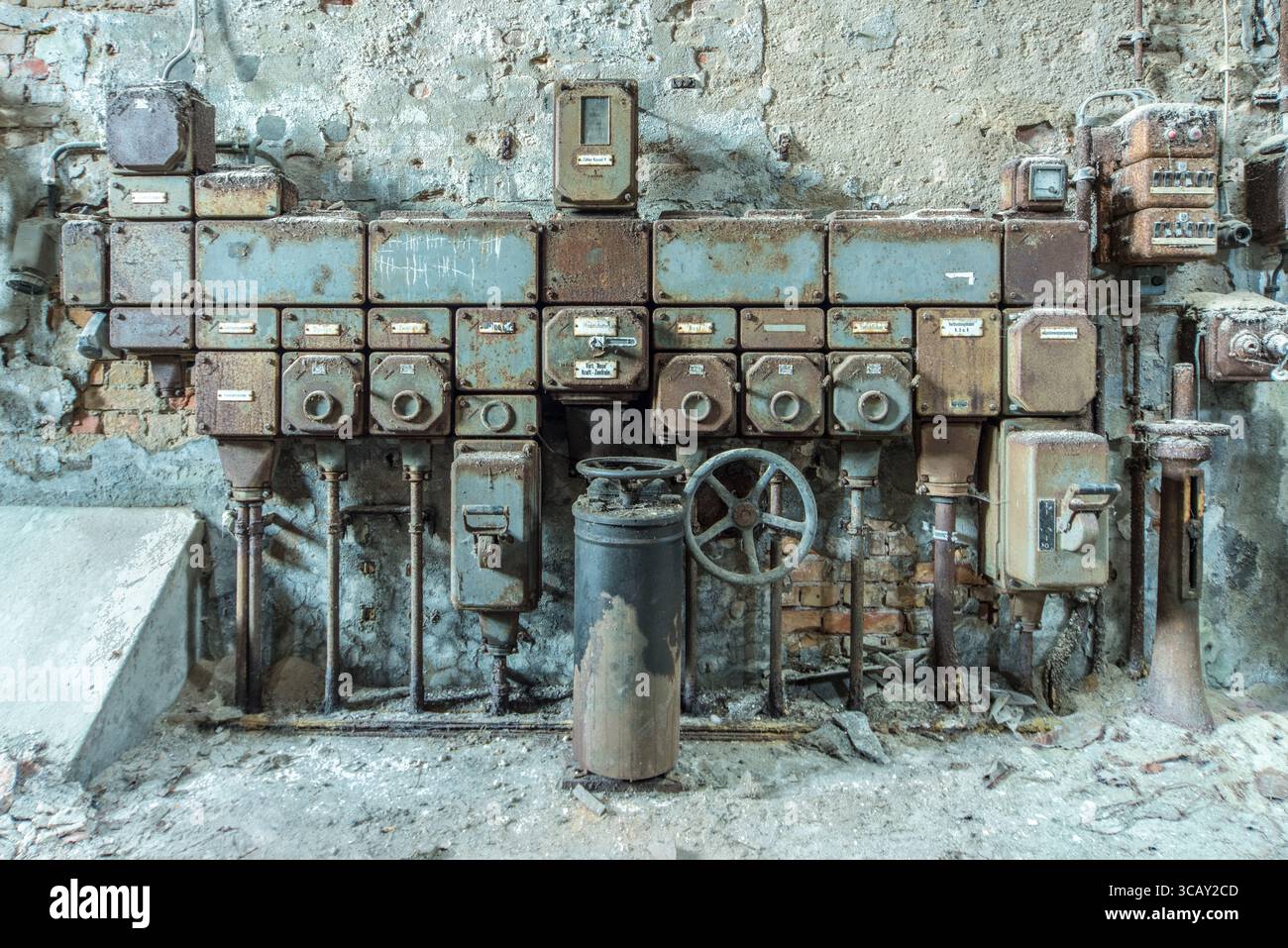 Rusty Industrial Control Panel in Abandoned Paper Mill with Decay and ...