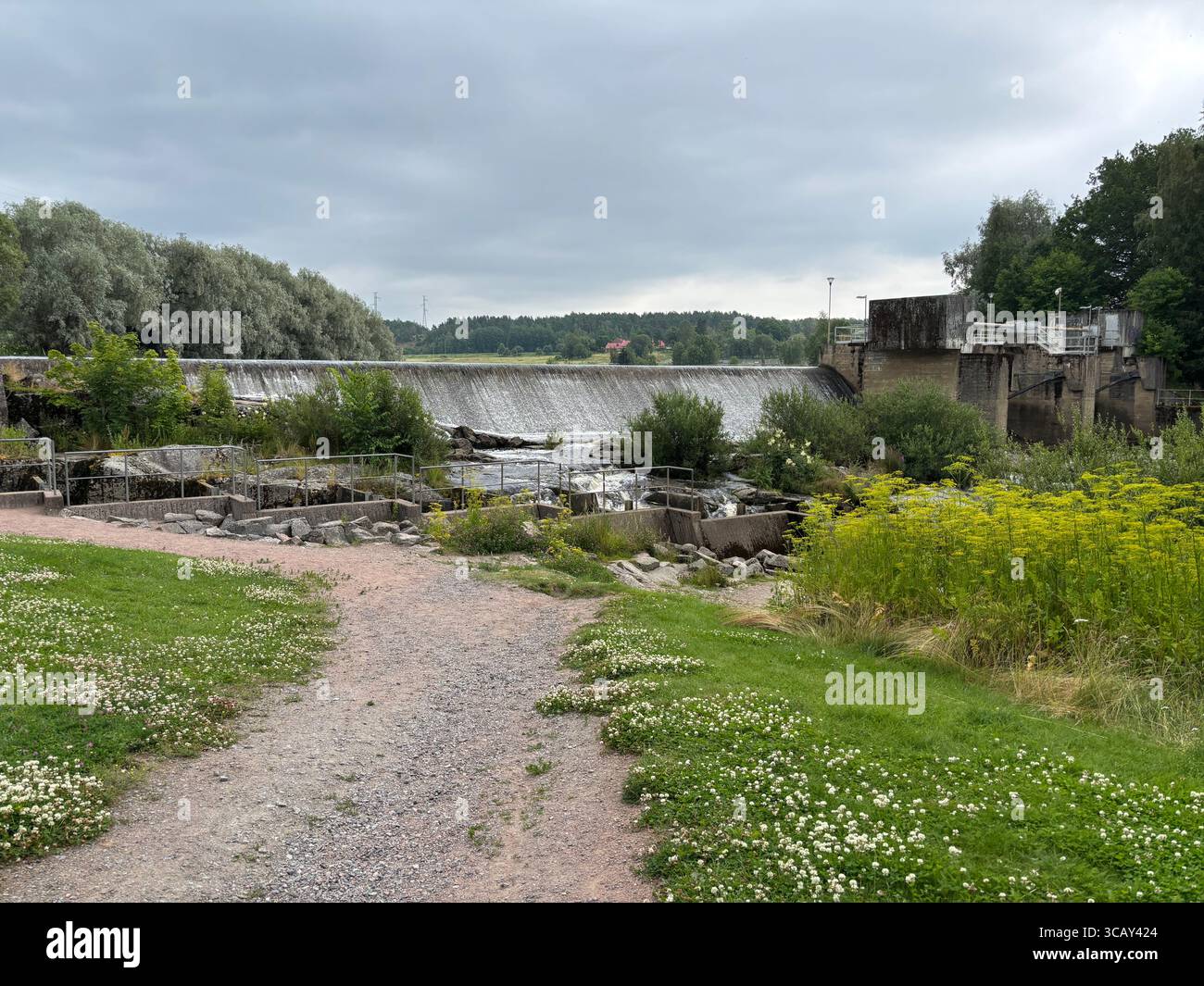 Halistenkoski rapid and dam on Aurajoki river in Turku, Finland. - Smartphone Captured Stock Image