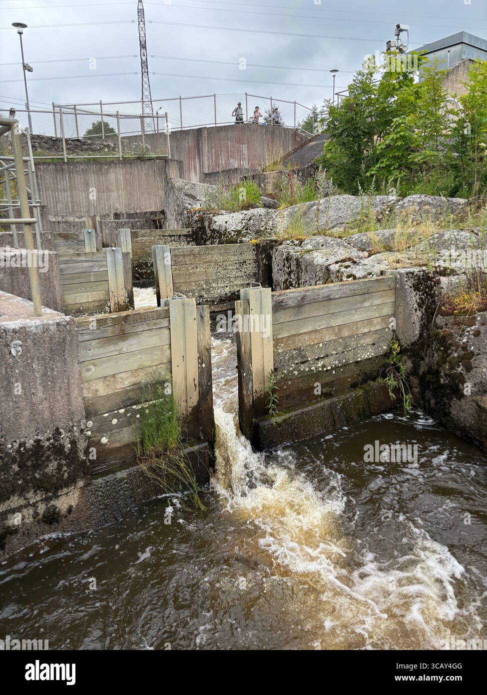 Halistenkoski rapid and dam on Aurajoki river in Turku, Finland. - Smartphone Captured Stock Image