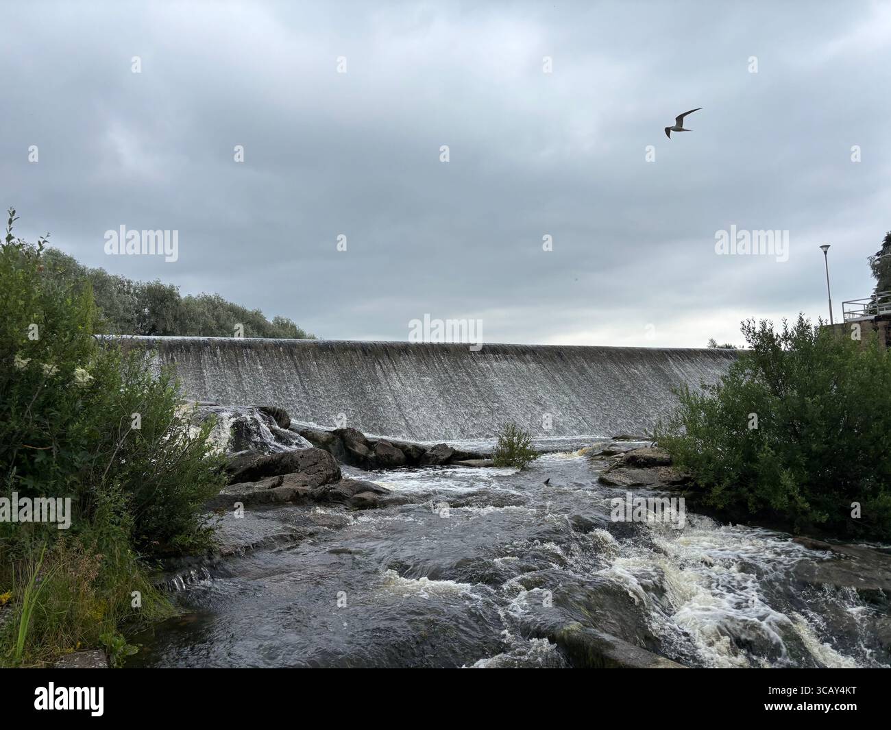 Halistenkoski rapid and dam on Aurajoki river in Turku, Finland. - Smartphone Captured Stock Image