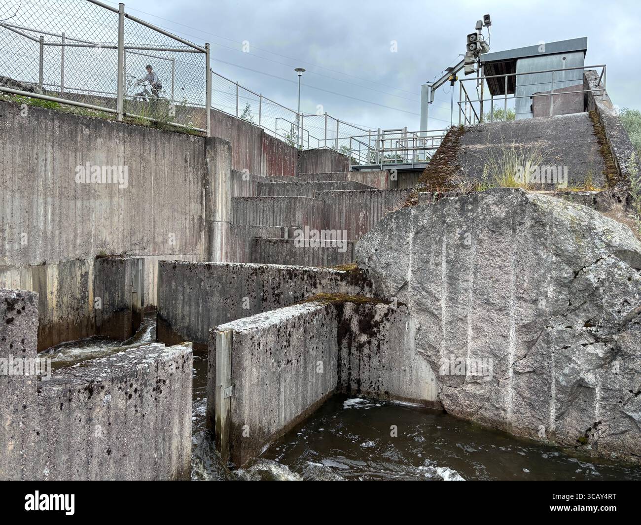 Halistenkoski rapid and dam on Aurajoki river in Turku, Finland. - Smartphone Captured Stock Image