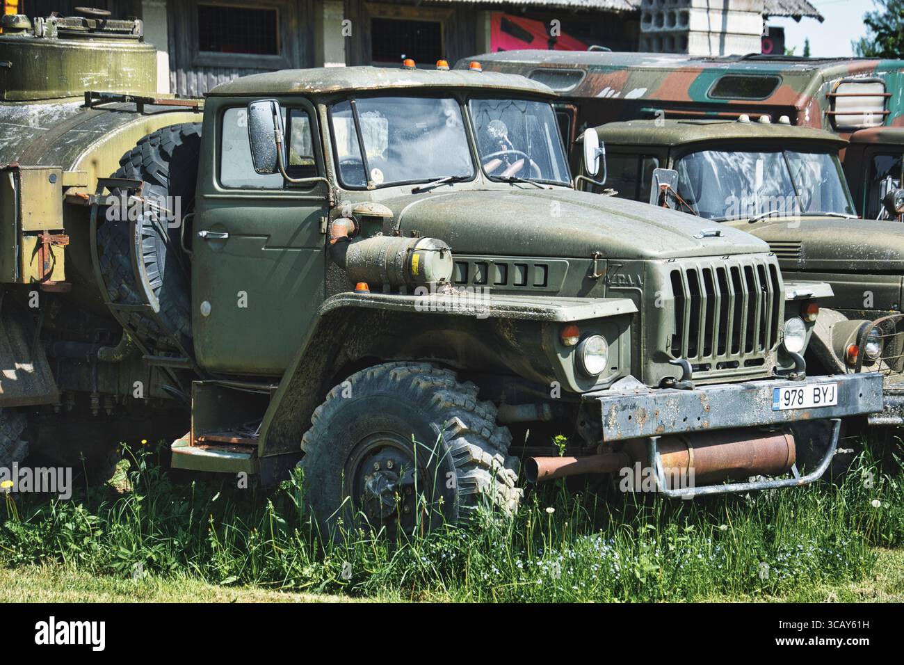 Abandoned Soviet Military Trucks in Overgrown Grass Stock Photo - Alamy