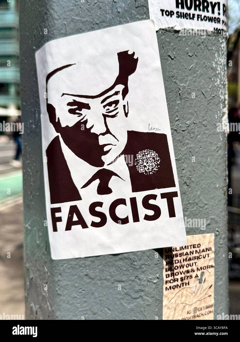 Poster Depicting Trump as a Fascist - Smartphone Captured Stock Image