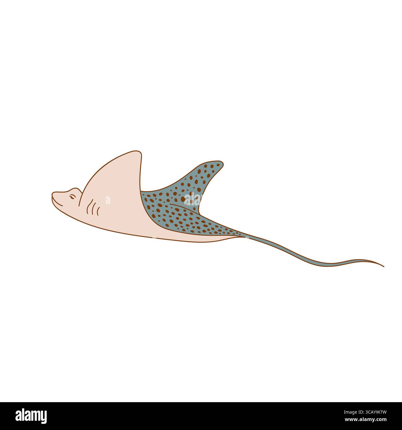Modern illustration with stingray isolated on white background. Design element Stock Vector