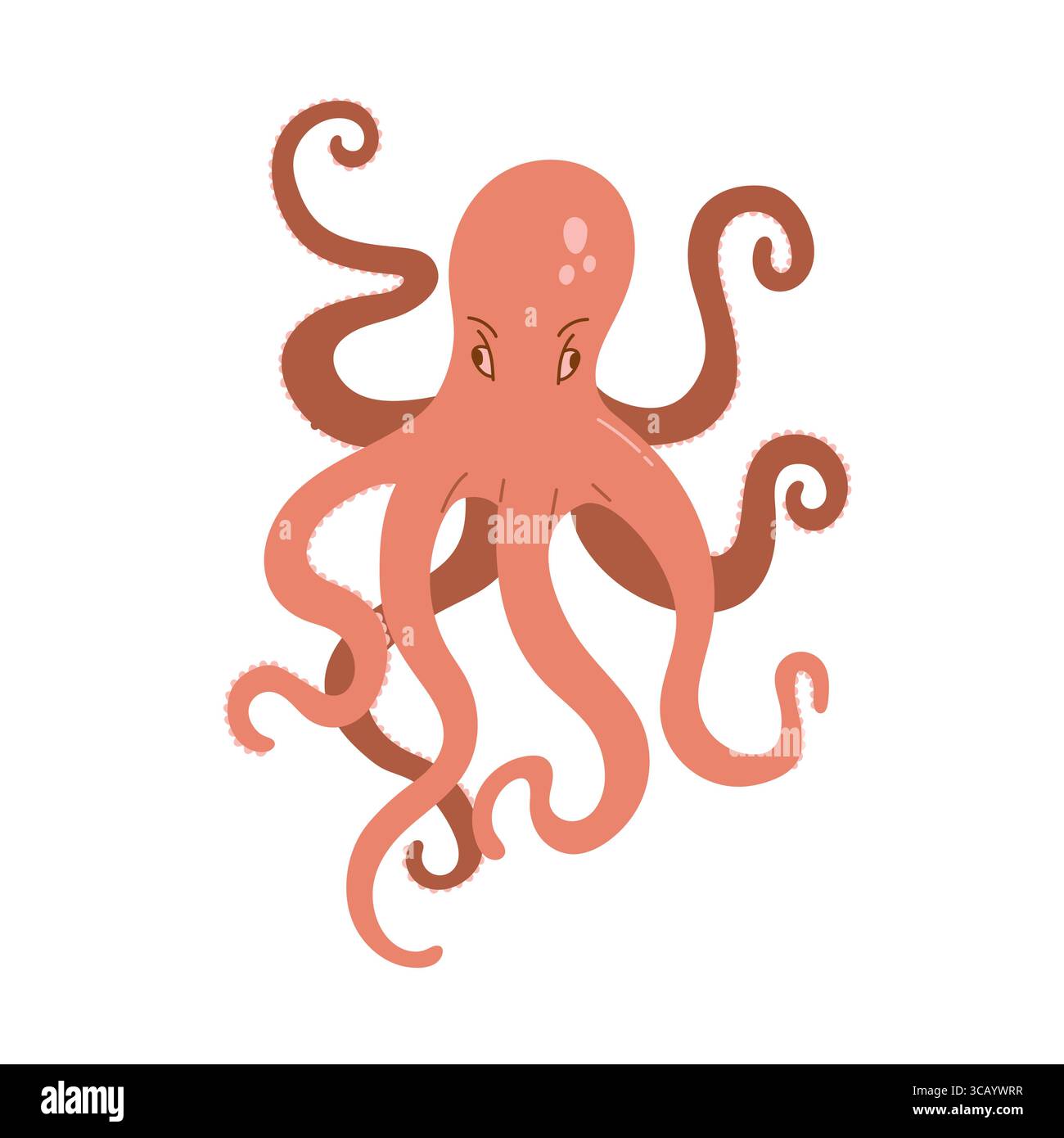 Hand drawn octopus isolated on white background. Vector illustration of ...