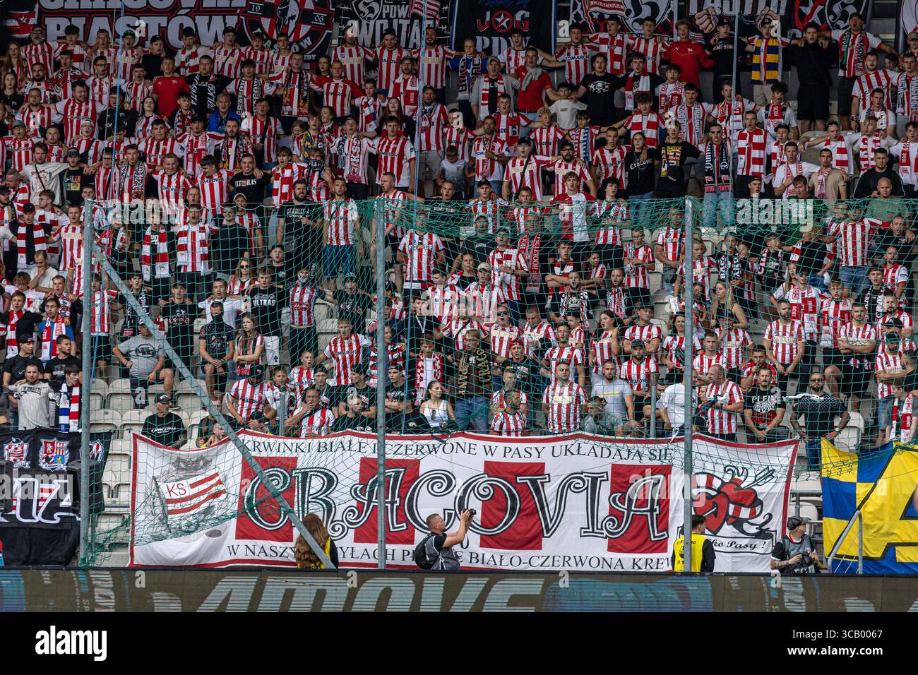Krakow, Poland, Aug 3 2025, A football match between Cracovia and Lechia Gdansk, OP:  kibice Cracovia Stock Photo