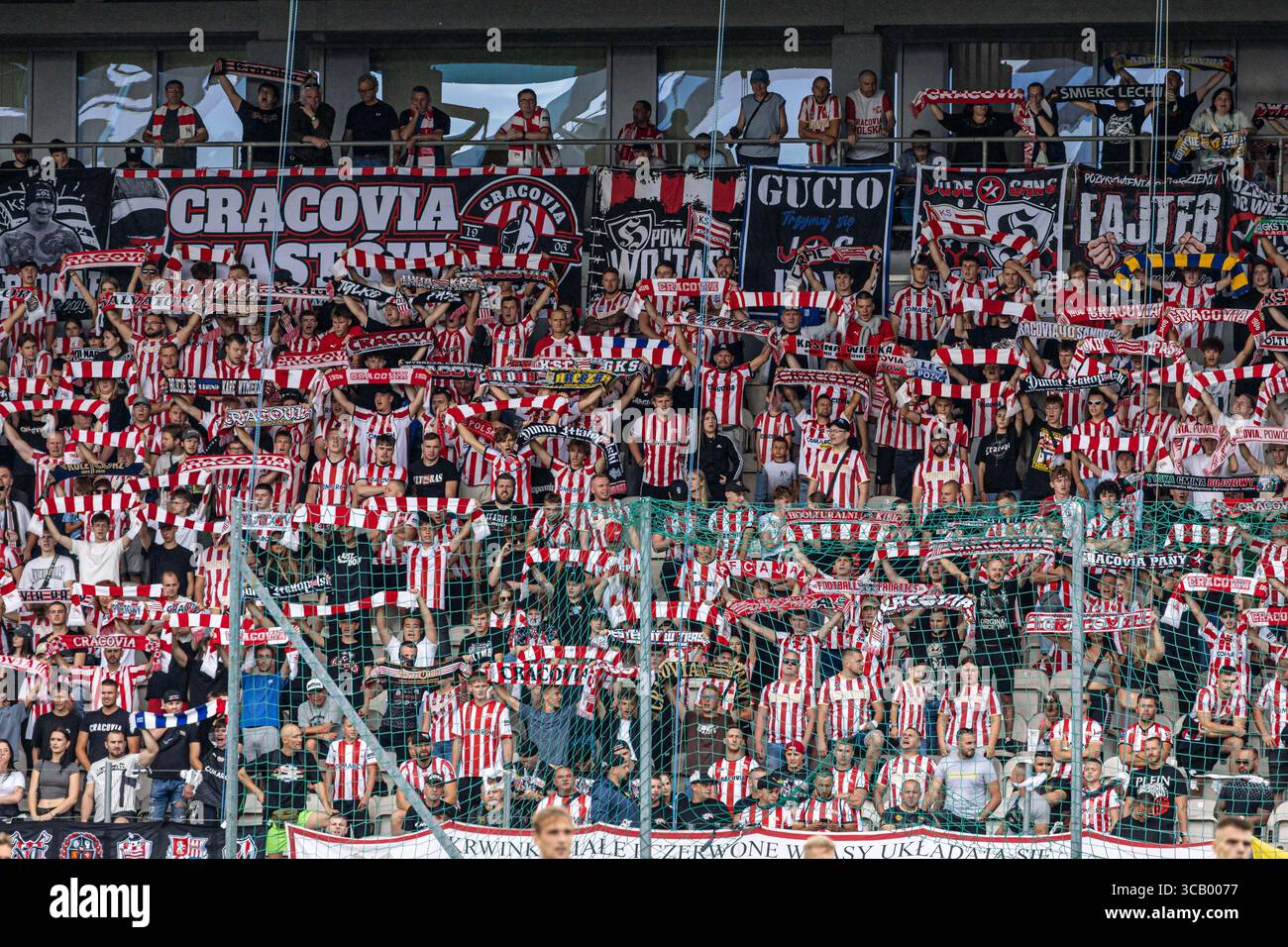 Krakow, Poland, Aug 3 2025, A football match between Cracovia and Lechia Gdansk, OP:  kibice Cracovia Stock Photo