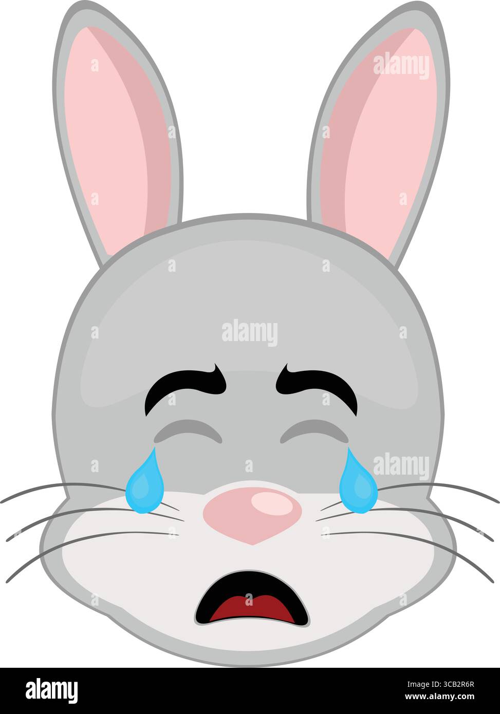 vector illustration emoticon character face rabbit rodent animal crying ...
