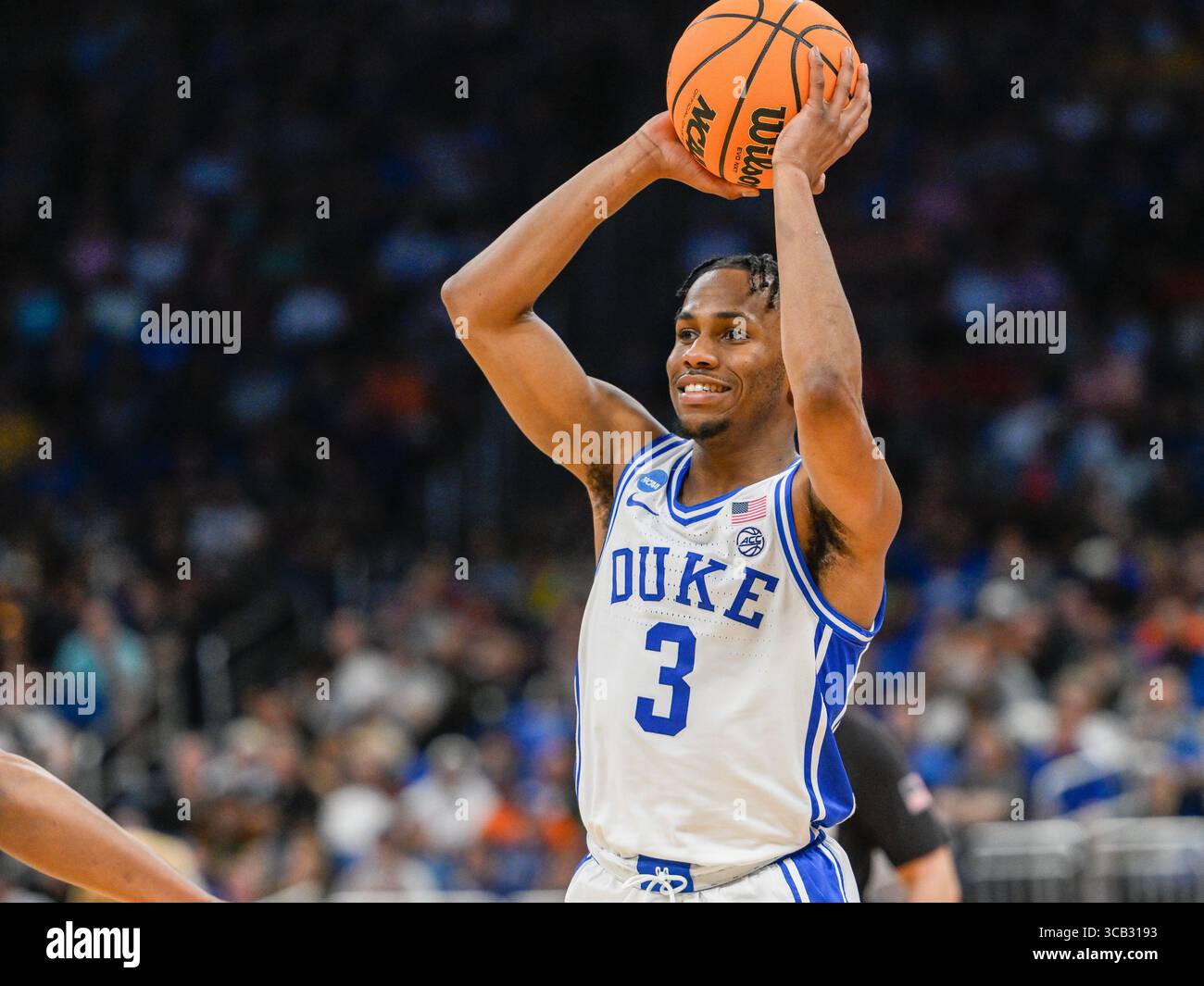 March 16, 2023: Duke Blue Devils guard Jeremy Roach (3) looks to pass the ball during 2nd half NCAA Orlando Regional between Oral Roberts Golden Eagles and Duke Blue Devils. Duke defeated Oral Robert 74-51 at Amway Center in Orlando, FL. Romeo T Guzman/CSM. (Credit Image: © Romeo Guzman/CSM via ZUMA Press Wire) Stock Photo