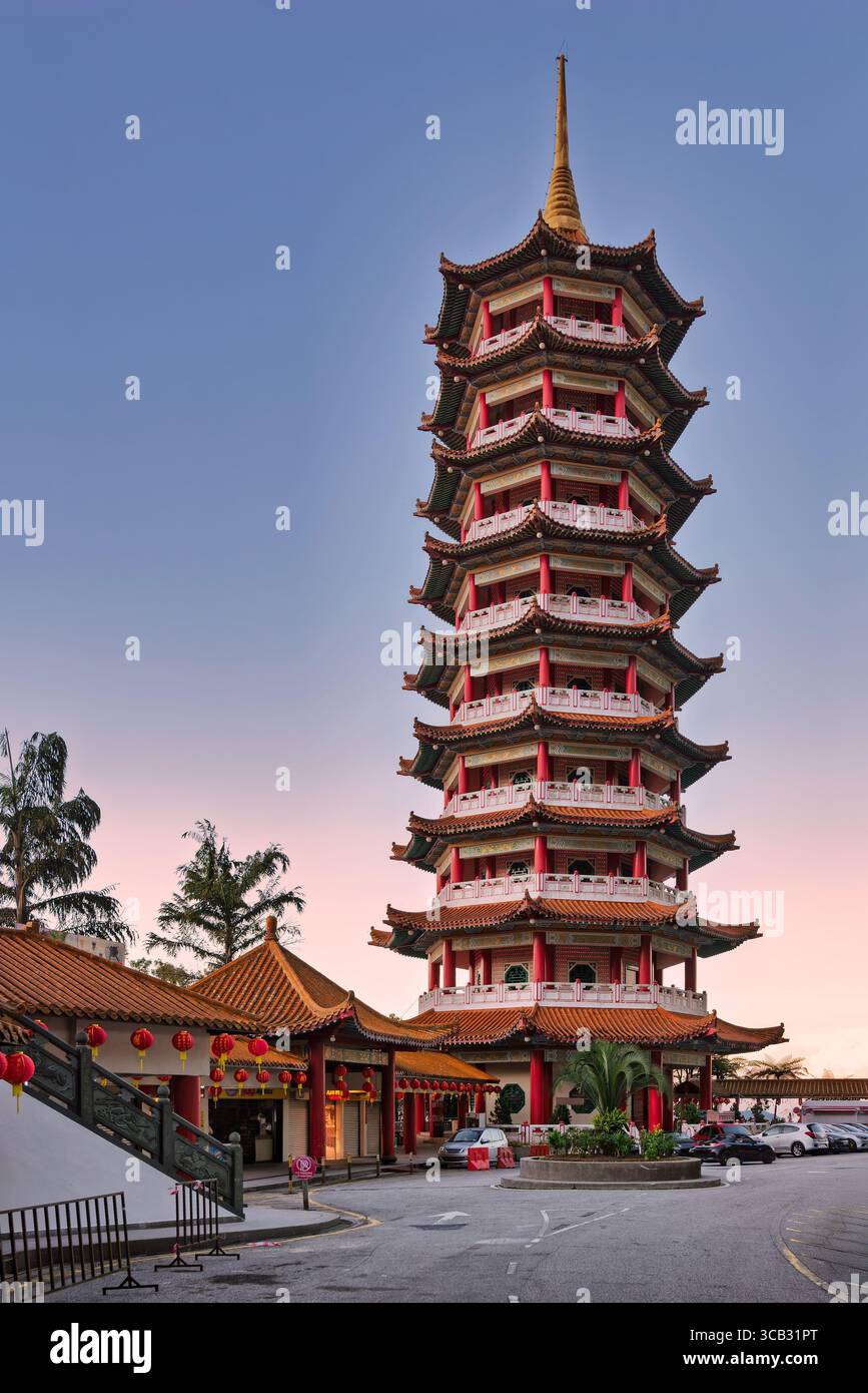 Chin Swee Caves Temple pagoda, Genting Highlands, Malaysia. Multi ...