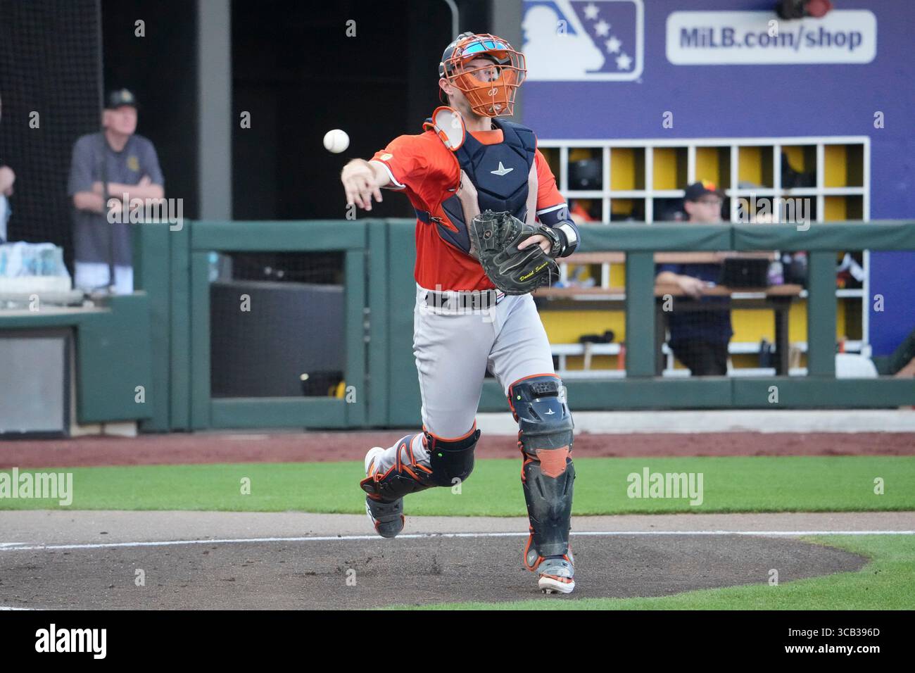 August 5 2025: Las Vegas catcher Daniel Susac (21) makes a play during